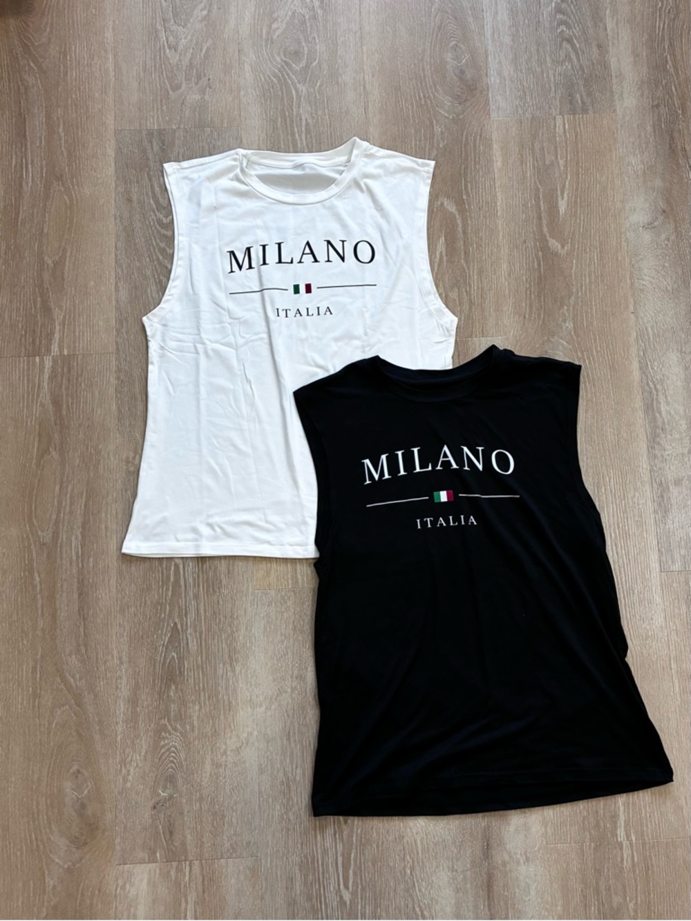 MILANO Italia Men’s Sleeveless Muscle Tank - White & Black